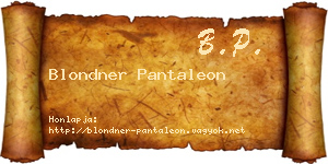 Blondner Pantaleon névjegykártya